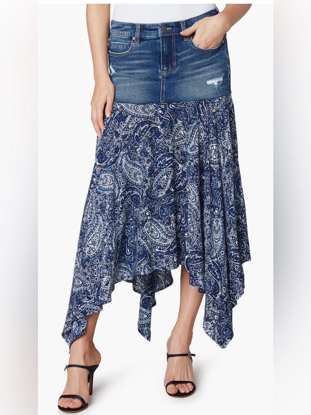 Liverpool Los Angeles Denim Handkerchief Skirt